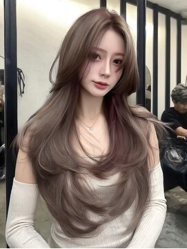 ノイズオオサカ 梅田店(NOISM OSAKA) デザインカラーレイヤーウェットヘアオリーブベージュ
