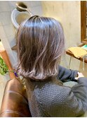 リペアハイライト　外ハネくせ毛風ボブ 30代40代