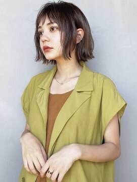 リンネテラス(Lin'ne terrace) 大人可愛い♪オン眉ボブ×レイヤー*外ハネ/斜めバング
