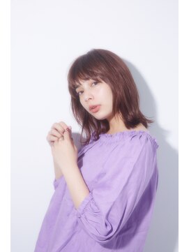 アボヘアー(Abo hair) ゆるふわ無造作外ハネラフウェーブ ワインレッドくびれヘア