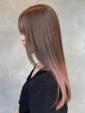 ガーデンヨコハマ(GARDEN YOKOHAMA) デザインカラーバレイヤージュピンクベージュブリーチ ロング