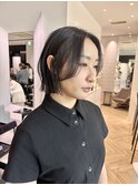 ミニボブくびれボブ外ハネ前髪顔まわりカット