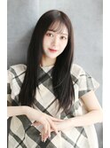 ロング_シースルーバングのナチュラルストレート