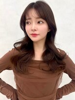 エジョン 三鷹店(Aejon) 顔まわりレイヤーカット姫カットレイヤーアプリコットオレンジ