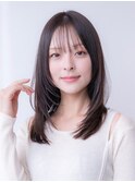 ミディアムレイヤー/大人可愛い/髪質改善/シースルーバング