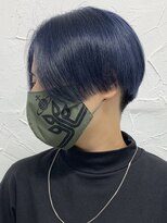 プライズ 表参道原宿店(prize)&nbsp;刈上げハンサムショートネイビーカラーブリーチ