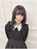 ディープラベンダー姫カットミディアムレイヤー【広島/本通】