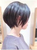 Say.ショートボブブルーカラーホワイトグレージュデジタルパーマ