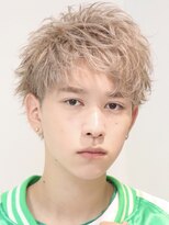 オーシャントーキョー 大阪(OCEAN TOKYO)&nbsp;ハイライトミルクティーベージュツーブロックメンズマッシュ