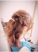 ロープ編みのハーフアップ☆