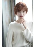 大人可愛い小顔ひし形ショート/ミルクティーブラウン/錦糸町b