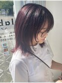 フェイスレイヤー　ウルフ　ボルドー　前髪あり