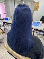 アジールヘア 所沢プロペ通り店(agir hair)&nbsp;ネイビーブルーロングワンレン小顔カットケアブリーチ所沢韓国
