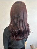 ブリーチなし暖色カラーピンクラベンダー＊ゆる巻きロング