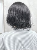 <くせ毛風ボブくせ毛カット切りっぱなしボブ耳かけボブ30代40代2