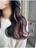 可愛いエクステでピンクインナー♪