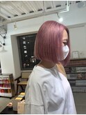 前下がりボブ×ペールピンク