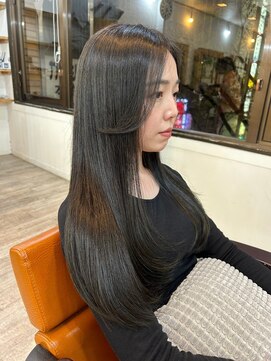 ネウィ ジャム 町田(newi JAM) ワンレンボブ前下がりショート内巻きワンカール鎖骨ミディアム