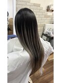 プルエクステでハイライト、バレイヤージュ風