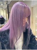 8729ラベンダーパープルハイトーンダブルカラーレイヤーカット