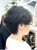 ツイストスパイラルパーマメンズマッシュ刈り上げ　奥東巧真