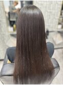 大人可愛い透明感立体感グレージュ×エアストレート