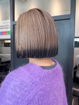 アルバム 銀座(ALBUM GINZA) 透明感カラーくすみベージュボブルフワンレン_ba499291