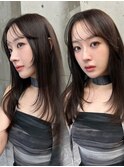 韓国ヘアナチュラルヘアレイヤーカットグレージュブリーチ無し