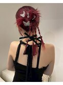 14917編み込みヘアアレンジ披露宴結婚式2次会ヘアセット