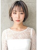 ハイライトベージュ/黒髪小顔/くびれショートボブ透明感p川口!