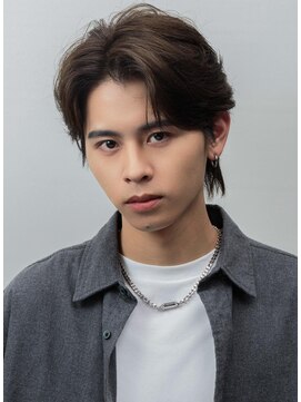 メンズヘアムニ 恵比寿(Men’s hair MUNi) メンズベージュカラーセンターパートフェザーパーマ