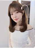結べるレイヤーカット/グレージュブラウン/韓国巻き/顔周り