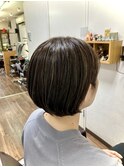 ミニボブ白髪ぼかしハイライト