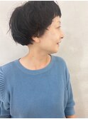 暗髪パーマショートボブ