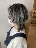 【細いコントラスト】グレーハイライトウルフ