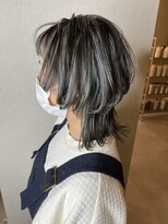 アンプヘアー 桂店(unpeu hair) 【細いコントラスト】グレーハイライトウルフ