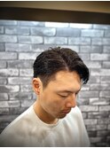 七三オールバック　ツイストパーマ　ビジネス　かき上げヘア