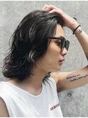渋谷メンズボブウルフ緩めスパイラルパーマニュアンスパーマ