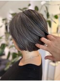 白髪×ハイライトで透明感アップ 白髪ぼかしカラー