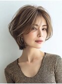 ◇大人可愛い20代30代40代50代前下がりショートボブ丸みショート