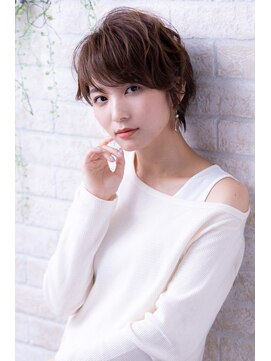 ヘアーアートシフォン 池袋西口店(Hair art chiffon) ショートウルフオリーブアッシュ大人ガーリー小顔ボブラベージュ