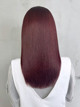 アイティーバイアルバム 下北沢店(IT by ALBUM) レッドロング_外ハネボブセクションカラー_ba388721