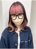 3229ベビーピンクバイカラーオン眉ビビッドカラーこなれヘア