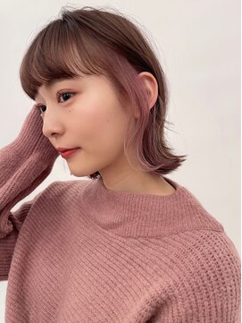 キラ 原宿(KILLA) グレーベージュ_レイヤーロング_インナーカラーイヤリングカラー