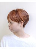マッシュショート#オレンジベージュ#ダブルカラー＃ケアブリーチ