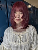 ナループロアボタン(Nalu pu loa BOTAN)&nbsp;カシスレッドカラー/暖色カラー/姫カット/姫レイヤーカット