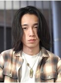 渋谷メンズボブウルフメンズミディアム毛流れスパイラルパーマ