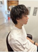 センターパートソフトツイストパーマメッシュマッシュウルフ