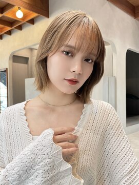 ロンド ボーイ 表参道(Lond BOY) マロンベージュ/ブリーチなし/くびれボブ/レイヤーボブ/表参道