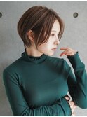 大人可愛い20代30代40代黒髪前下がりショートボブ丸みショート◎